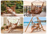 Gardeon Hammock Chair Camping Hanging Chair with Spreader Bar Tassels Brown HM-CHAIR-MESH-BR