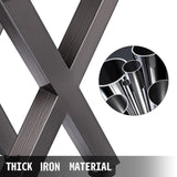 Set of 2 Steel Table Legs, 28'Height 24'Wide Dining Table Legs, Heavy Duty 3.1" Square Box Section X V952-ZTCX720X600MM0001V0