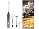 Stainless Steel Milk Frother, USB Charging, Handheld Electric Egg Beater for Home Kitchen V1263-JX-2936