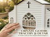 Church-Shaped Metal Bird Feeder with Solar Light, Hanging Outdoor Feeder with Weatherproof Design, V1366-AZ2-W-27013