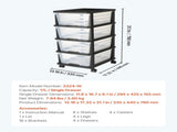 Plastic Storage Drawers Cart, 4 Drawers Storage Organizer with Wheels, Rolling Closet Organization V952-CWCT1SLJL4G13PBKB001V0