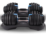 Powertrain 48kg Adjustable Dumbbells Set Home Gym Exercise Free Weights Stand - Blue DMB-BF1-024-2S-BU