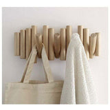 Wall-Mounted Coat Rack with 5 Hooks, Made of Natural Wood, 37.1 x 16.5 x 4.4 cm V1237-ZY-715-044
