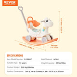 VEVOR 4 in 1 Rocking Horse for Toddlers 1-3 Years, Baby Rocking Horse with Detachable Balance Board, V952-ETYBMHSSLDGNI03YAV9