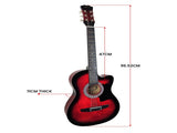 Karrera 38in Pro Cutaway Acoustic Guitar with Carry Bag - Red Burst CC38-PRO-SRD