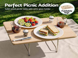 Alfresco 2 Person Insulated Picnic Basket Set with Foldable Wood Table Mat PC-TB-2P-REC