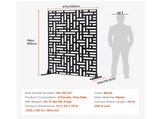Metal Privacy Screen, 120 x 193cm, Outdoor Privacy Screens 3-Panel, Freestanding Outdoor Divider V952-DLSHWYSPMJS7CV2AZV0