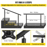 VEVOR Handrail for Outdoor Steps Aluminum Stair
Handrail Fit 0-5 Steps w/ Installation Kit V952-SNLZSLZYGL5FT1GTPV0