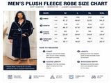 Men's Plush Fleece Hooded Bathrobe Black M Size Shawl Collar Dressing Gown - Thick Warm Soft Winter V888-ELOSUNG54507