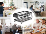 CARLA HOME 2-Tier Dish Drying with Drainage Tray, Utensil Holder, Cup Hooks & Cutting Board V178-36167