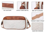 Cow White Brown Chic Quilted Crossbody Bag - Vintage PU Leather Shoulder Purse with Adjustable Strap V888-ELOSUNG33462