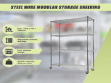 Modular Wire Storage 150x45cm Steel Shelving Chrome With Wheels For Garage Warehouse Or Kitchen V63-841191