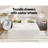 Artiss Bed Frame Double Size Mattress Base wtih Charging Ports 2 Storage Drawers WBED-AURA-D-WH-ABC