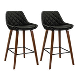 Artiss 2x Bar Stools PU Seat Wooden BA-TW-8206-BKX2