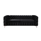 3+2 Seater Sofa Classic Button Tufted Lounge in Black Velvet Fabric with Metal Legs V43-SET-JAQS-3+2-BL