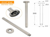 Brushed Nickel Round 10" Shower Rain Head 300mm Brass Ceiling Dropper Arm Set V1233-A511300NKSR110N