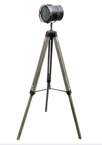 139cm Nautical Tripod Floor Lamp w Steel Grey Lamp Head Searchlight Spot Light Modern V563-75025