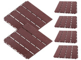 6Pcs Outdoor Plastic Patio Tiles Brown Interlocking Deck Flooring Easy Installation V1192-AZ-W-32263