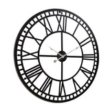 Artiss 60cm Wall Clock Large Roman Numerals Metal Black WC-IRON-191060-BK