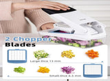Vegetable Chopper with Container, 2 in 1 Manual Hand Food Chopper with 2 Stainless Steel Chopping V1258-DP02-C-2895