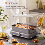 HOPER LAYER Electric Hot Pot 6L Multifunctional Nonstick Cooker with Grill, Boil, Simmer & Fry V940-HG-181-01