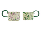 2X High-Fired Ceramic Porcelain Mug Set with Lid 400ml Vintage Floral Tea Spoon GREEN V274-HA-LA-P0024826-MUT