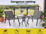 Gardeon 3PC Outdoor Bistro Set Table and Chairs Stackable Patio Furniture Grey FF-B-STA-AL80-GE