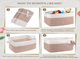 Large Woven Blanket Basket, Storage Baskets for Organizing,Rectangle Cotton Rope Toy Basket for V1366-AZ2-W-18250