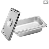 SOGA 2X Gastronorm GN Pan Full Size 1/3 GN Pan 6.5 cm Deep Stainless Steel Tray With Lid GP5415WLIDX2