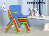 Keezi 5PCS Kids Table and Chairs Set Children Study Desk Furniture Plastic 4 Chairs KPF-TBCH-120-BU