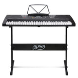 Alpha 61 Keys Electronic Piano Keyboard Digital Electric w/ Stand Lighted Black EK-KL-91M-BK-H