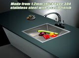 490x440mm Handmade 1.2mm Stainless Steel Undermount Topmount Kitchen Laundry Sink with Waste V63-770015