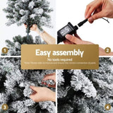 Jingle Jollys Christmas Tree 2.1m Snow Flocked LED Xmas Decoration 8 Light Modes XM-TR-WELL-7FT-GS-LED