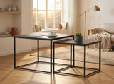 CARLA HOME Nesting Side Table Set of 2 - Black Steel Frame - Classic - Tables Living Room V178-36422