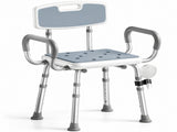 Height Adjustable Shower Chair with Arms & Back, Aluminium Bathroom Seat, 136kg Capacity V1181-HP012