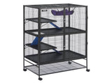 64.6" Metal Small Animal Cage 4-Tier Rolling Ferret Cage with Tray 3 Ramps V952-JSXDL362463IRPIZQV0