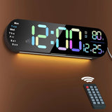 13.7" Large LED Digital Wall Clock - Auto Dimming, Temperature Display, Ideal for Bedroom & V1232-SXJSJ003