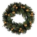 Christabelle 61cm Christmas Wreath Glittery with LED Lights Golden Baubles Front Door Decoratio 112_SENG61