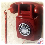 GPO 746 Retro Wall Mount Rotary Push Button Home Phone Landline Classic Red V185-746WALLRED