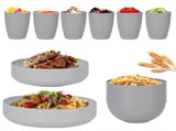 Stylish Light Grey Wheat Straw Dinnerware Set - 24 Pieces Including Plates, Bowls & Cups V888-ELOSUNG28125
