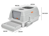 20L Large Anti-Leak Enclosed Cat Litter Box Stainless Steel Detachable Kitty Litter Tray with ABS V985-LIDLITTERBOX