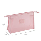 Mesh Breathable Makeup Bag 5-Pack Set - Travel Toiletry Organizer Kit with Triangle Octagonal Square V1259-BAG-07-SET5-PNK