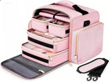 1pc Complete Travel Makeup Bag Set, Pink, Large Capacity Cosmetic Organizer with Detachable Pouch, V1232-HZSNB001
