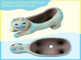 2 Pcs Cat Planter 6 Inch Long Ceramic Cat Shape Flower Pots Retro Cat Succulent Planters Animal V1366-AZ2-W-04833