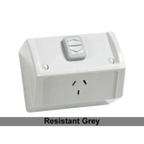 Clipsal GPO Switched Outlet Weatherproof Surface Mount Standard 1 Gang 10A 250V IP54 Horizontal V1202-V1-CLIWSC227-1RG
