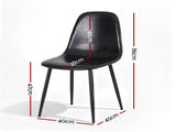Artiss 2x Dining Chairs Retro PU Leather Kitchen Lounge Cafe Accent Chair Black DINC-B-B04-BKX2