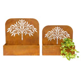 Set 2 Nested Rust 'Tree' Wall/Floor Planters 50cm, 45cm V637-48105PLN
