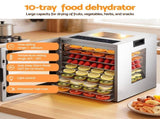 Devanti 10 Trays Food Dehydrator Stainless Steel Visible Glass Door 850W FD-F-1013-10T-SS
