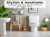Toilet Bowl Cleaner Brush with Holder, 14 Inch Extra Long German Beechwood Handle, Ceramic Drip V1366-AZ2-W-22046