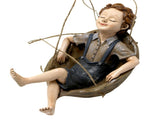 Swing Statue Tree Hanging Ornament Sleeping Boy Look Swinging Figurine Sculpture Decor for Outdoor V1294-YM0901-3111240162011